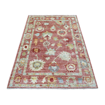 Oushak And Peshawar Wool Hand Knotted Rug Pink Pink 3.9X6.0 -O070605