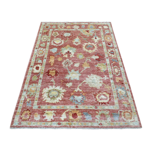 Oushak And Peshawar Wool Hand Knotted Rug Pink Pink 3.9X6.0 -O070605