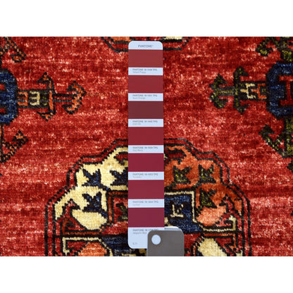 Tribal & Geometric Wool Hand Knotted Rug Red Ivory 2.9X9.10 -O070613