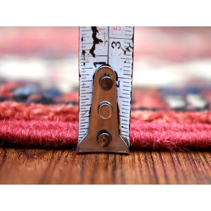 Tribal & Geometric Wool Hand Knotted Rug Red Ivory 2.9X9.10 -O070613