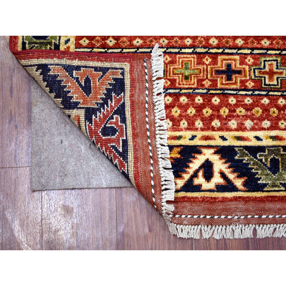 Tribal & Geometric Wool Hand Knotted Rug Red Midnight Blue 2.8X9.7 -O070618