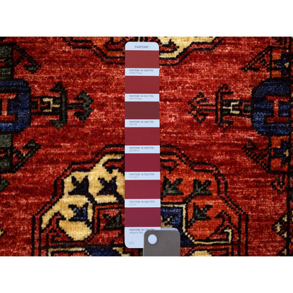 Tribal & Geometric Wool Hand Knotted Rug Red Ivory 2.8X9.7 -O070620