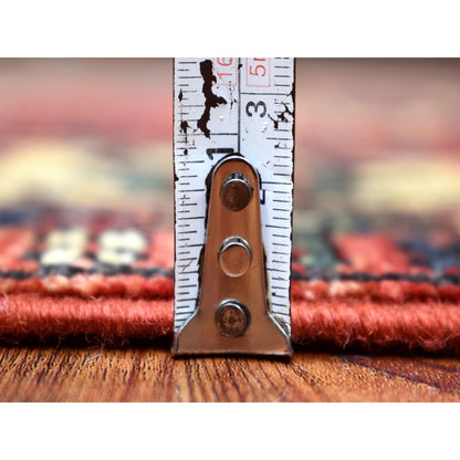 Tribal & Geometric Wool Hand Knotted Rug Red Ivory 2.8X9.7 -O070620