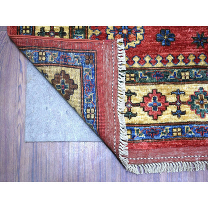 Tribal & Geometric Wool Hand Knotted Rug Red Yellow 5.7X7.7 -O070647