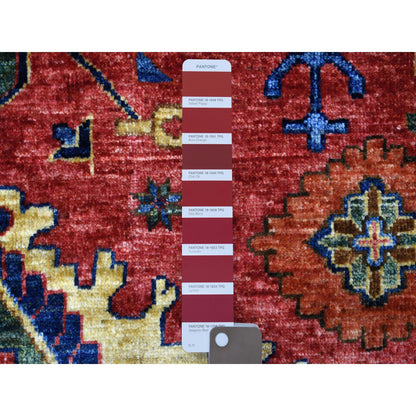 Tribal & Geometric Wool Hand Knotted Rug Red Yellow 5.7X7.7 -O070647