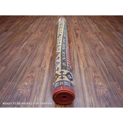Tribal & Geometric Wool Hand Knotted Rug Red Yellow 5.7X7.7 -O070647