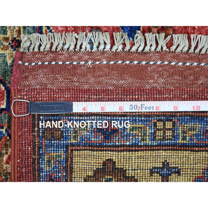 Tribal & Geometric Wool Hand Knotted Rug Red Yellow 5.7X7.7 -O070647