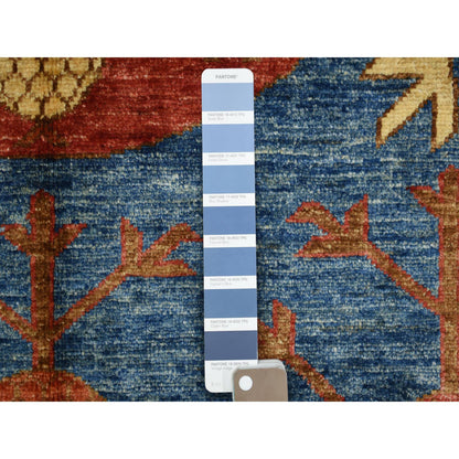 Tribal & Geometric Wool Hand Knotted Rug Blue Red 5.9X7.10 -O070648