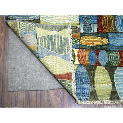 Tribal & Geometric Wool Hand Knotted Rug Multicolored No Border 8.0X9.9 -O070694