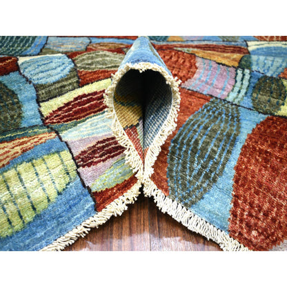 Tribal & Geometric Wool Hand Knotted Rug Multicolored No Border 8.0X9.9 -O070694