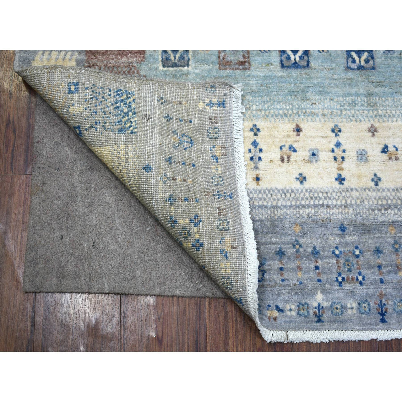 Tribal & Geometric Wool Hand Knotted Rug Grey No Border 4.0X5.9 -O070699