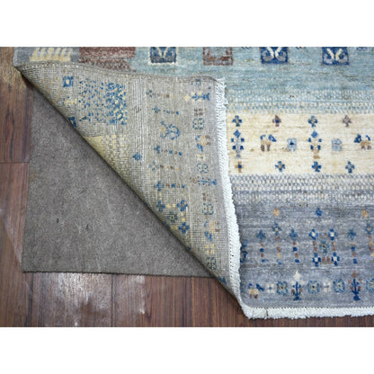 Tribal & Geometric Wool Hand Knotted Rug Grey No Border 4.0X5.9 -O070699