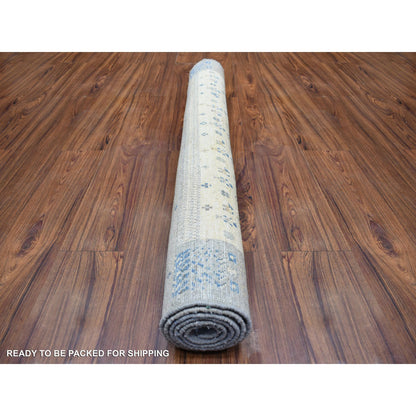 Tribal & Geometric Wool Hand Knotted Rug Grey No Border 4.0X5.9 -O070699