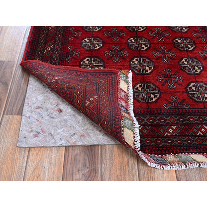 Tribal & Geometric Wool Hand Knotted Rug Red 2.9x4.1 -O0706