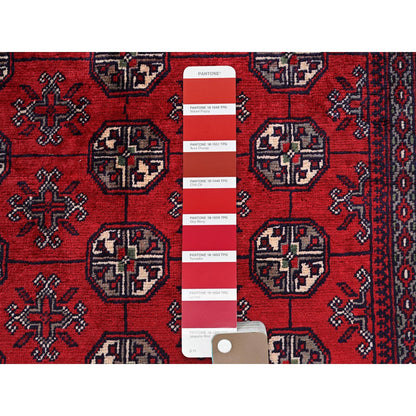 Tribal & Geometric Wool Hand Knotted Rug Red 2.9x4.1 -O0706