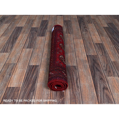 Tribal & Geometric Wool Hand Knotted Rug Red 2.9x4.1 -O0706