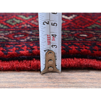 Tribal & Geometric Wool Hand Knotted Rug Red 2.9x4.1 -O0706