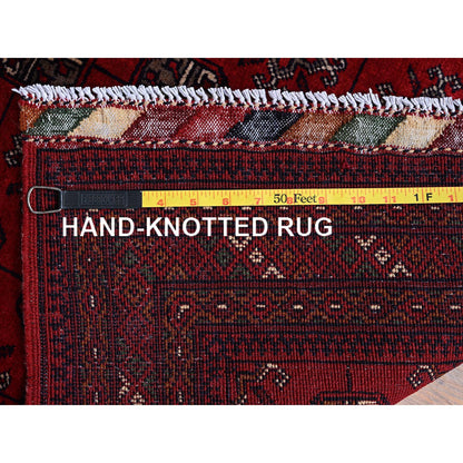 Tribal & Geometric Wool Hand Knotted Rug Red 2.9x4.1 -O0706