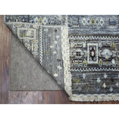 Tribal & Geometric Wool Hand Knotted Rug Grey No Border 5.0X6.6 -O070701