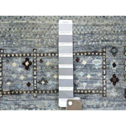 Tribal & Geometric Wool Hand Knotted Rug Grey No Border 5.0X6.6 -O070701