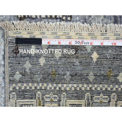 Tribal & Geometric Wool Hand Knotted Rug Grey No Border 5.0X6.6 -O070701