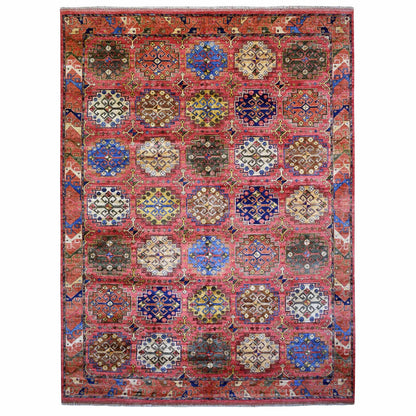 Tribal & Geometric Wool Hand Knotted Rug Red Coral Red 8.8X11.7 -O070709