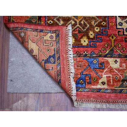 Tribal & Geometric Wool Hand Knotted Rug Red Coral Red 8.8X11.7 -O070709