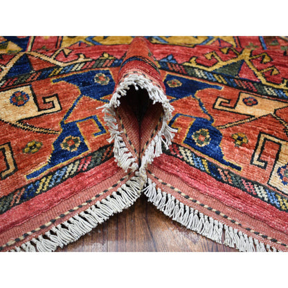 Tribal & Geometric Wool Hand Knotted Rug Red Coral Red 8.8X11.7 -O070709