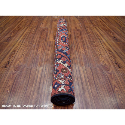 Tribal & Geometric Wool Hand Knotted Rug Red Coral Red 4.1X5.9 -O070725