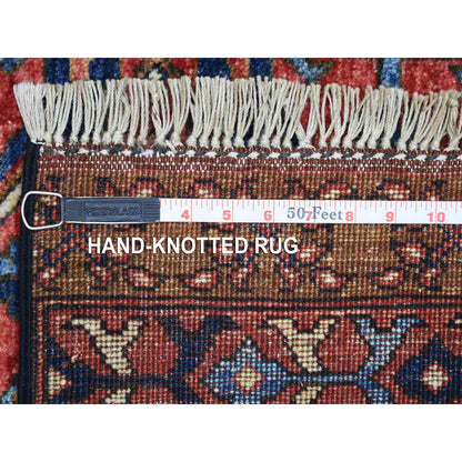 Tribal & Geometric Wool Hand Knotted Rug Red Coral Red 4.1X5.9 -O070725