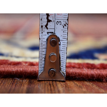 Tribal & Geometric Wool Hand Knotted Rug Red Navy Blue 2.8X9.4 -O070741