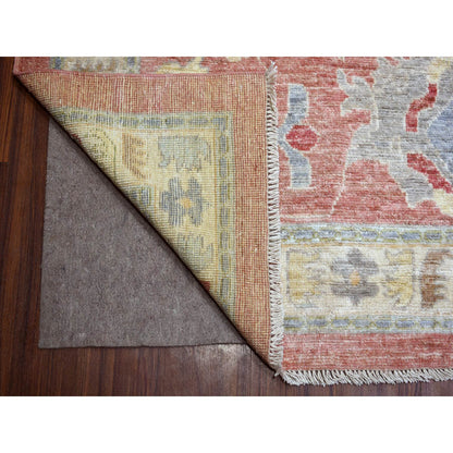 Oushak And Peshawar Wool Hand Knotted Rug Red Coral Red 12.0X16.0 -O070751