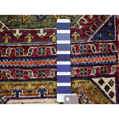 Tribal & Geometric Wool Hand Knotted Rug Blue Red 2.0X3.0 -O070762