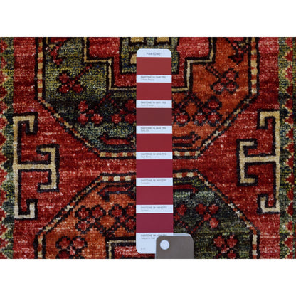 Tribal & Geometric Wool Hand Knotted Rug Red Red 2.0X3.0 -O070773
