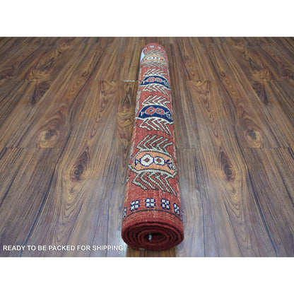 Tribal & Geometric Wool Hand Knotted Rug Red 3.1x5.1 -O070783