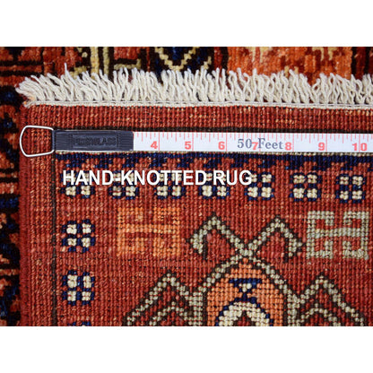 Tribal & Geometric Wool Hand Knotted Rug Red 3.1x5.1 -O070783