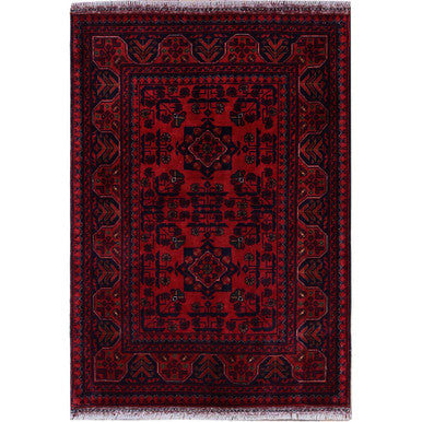 Tribal & Geometric Wool Hand Knotted Rug Red 2.9x3.10 -O0707