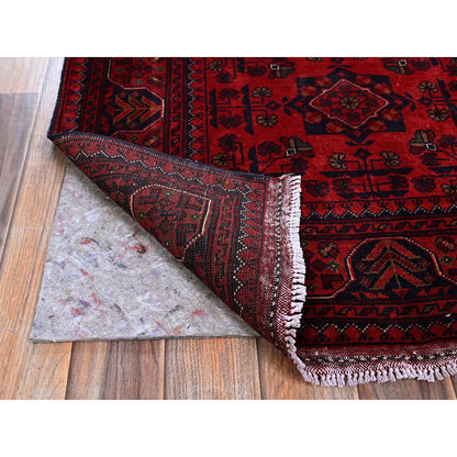 Tribal & Geometric Wool Hand Knotted Rug Red 2.9x3.10 -O0707