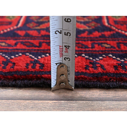 Tribal & Geometric Wool Hand Knotted Rug Red 2.9x3.10 -O0707
