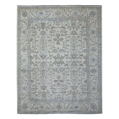 Oushak And Peshawar Wool Hand Knotted Rug Ivory Ivory 8.1X10.0 -O070860