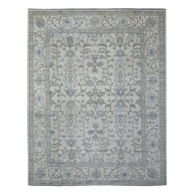 Oushak And Peshawar Wool Hand Knotted Rug Ivory Ivory 8.1X10.0 -O070860