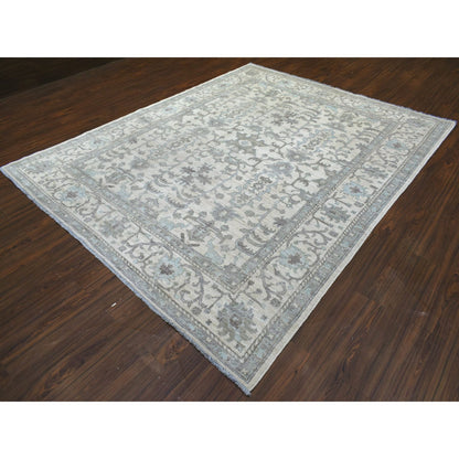Oushak And Peshawar Wool Hand Knotted Rug Ivory Ivory 8.1X10.0 -O070860