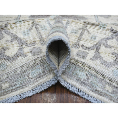 Oushak And Peshawar Wool Hand Knotted Rug Ivory Ivory 8.1X10.0 -O070860