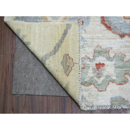 Oushak And Peshawar Wool Hand Knotted Rug Ivory No Border 8.1X9.10 -O070867