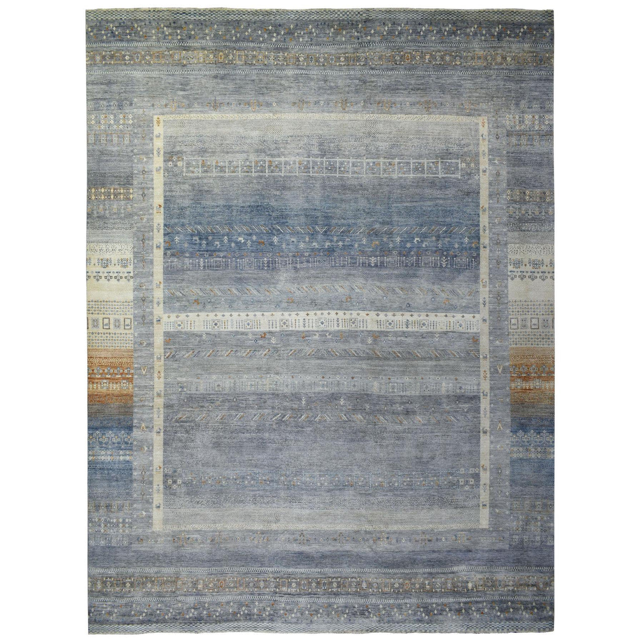 Gray 11'8" x 14'0" Tribal & Geometric Hand knotted Wool Rug - Sku: O070873