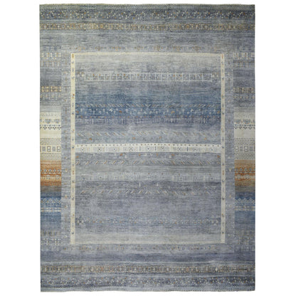 Tribal & Geometric Wool Hand Knotted Rug Grey No Border 11.8X14.0 -O070873