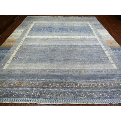 Tribal & Geometric Wool Hand Knotted Rug Grey No Border 11.8X14.0 -O070873