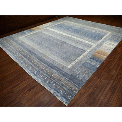 Tribal & Geometric Wool Hand Knotted Rug Grey No Border 11.8X14.0 -O070873