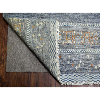 Tribal & Geometric Wool Hand Knotted Rug Grey No Border 11.8X14.0 -O070873