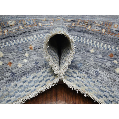 Tribal & Geometric Wool Hand Knotted Rug Grey No Border 11.8X14.0 -O070873